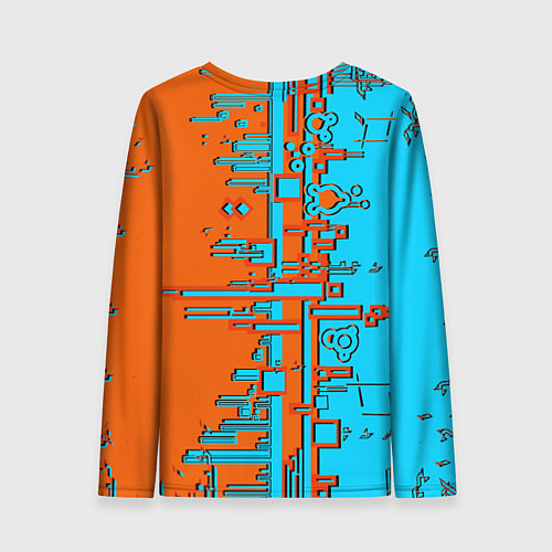 Женский лонгслив Кибер-глитч морозный апельсин / 3D-принт – фото 2
