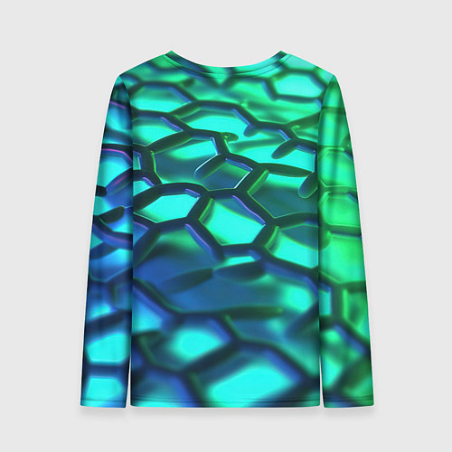 Женский лонгслив Зеленые и синие соты / 3D-принт – фото 2