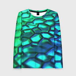 Лонгслив женский Зеленые и синие соты, цвет: 3D-принт
