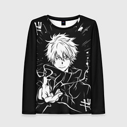 Женский лонгслив Сатору Годжо - черно-белый