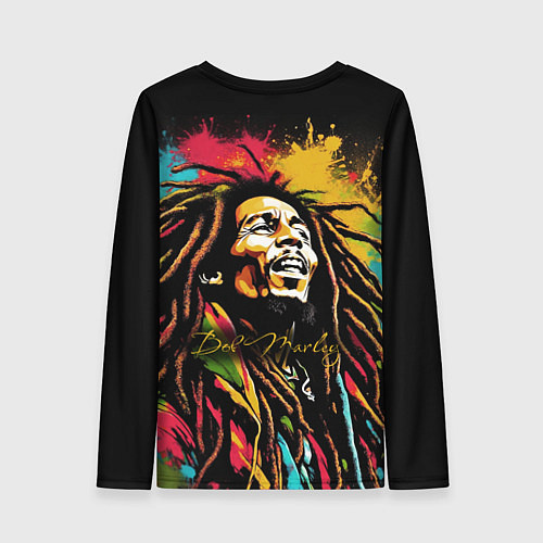 Женский лонгслив Боб Марли в стиле арт / 3D-принт – фото 2