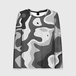 Лонгслив женский Абстракция тёмно-серая, цвет: 3D-принт