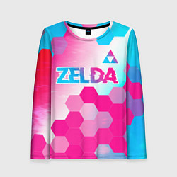 Лонгслив женский Zelda neon gradient style: символ сверху, цвет: 3D-принт