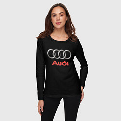 Лонгслив женский Audi sport на чёрном, цвет: 3D-принт — фото 2