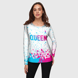 Лонгслив женский Queen neon gradient style: символ сверху, цвет: 3D-принт — фото 2