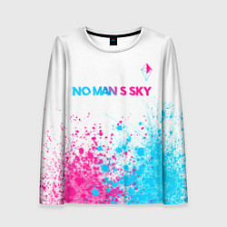 Женский лонгслив No Mans Sky neon gradient style: символ сверху