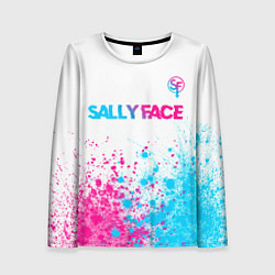 Женский лонгслив Sally Face neon gradient style: символ сверху