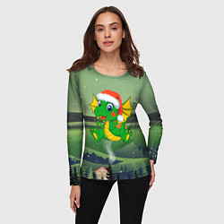 Лонгслив женский Зеленый дракончик 2024, цвет: 3D-принт — фото 2