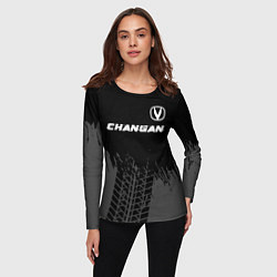 Лонгслив женский Changan speed на темном фоне со следами шин: симво, цвет: 3D-принт — фото 2