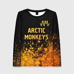 Лонгслив женский Arctic Monkeys - gold gradient: символ сверху, цвет: 3D-принт