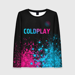 Женский лонгслив Coldplay - neon gradient: символ сверху