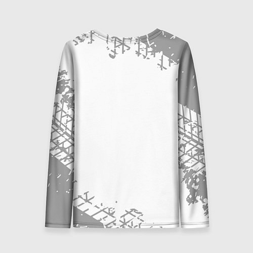 Женский лонгслив Mitsubishi speed на светлом фоне со следами шин / 3D-принт – фото 2