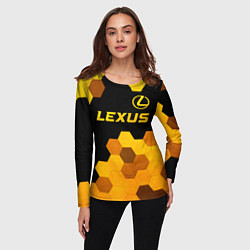 Лонгслив женский Lexus - gold gradient: символ сверху, цвет: 3D-принт — фото 2