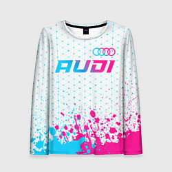 Лонгслив женский Audi neon gradient style: символ сверху, цвет: 3D-принт