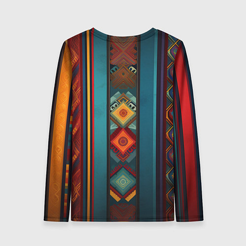 Женский лонгслив Этнический орнамент в вертикальную полоску / 3D-принт – фото 2