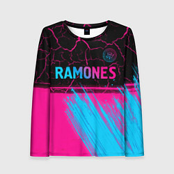 Женский лонгслив Ramones - neon gradient посередине