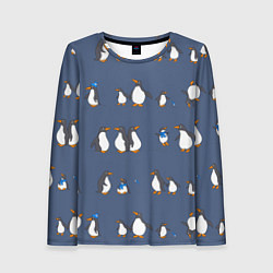 Лонгслив женский Забавное семейство пингвинов, цвет: 3D-принт