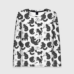 Женский лонгслив Эмоциональные черно-белые коты