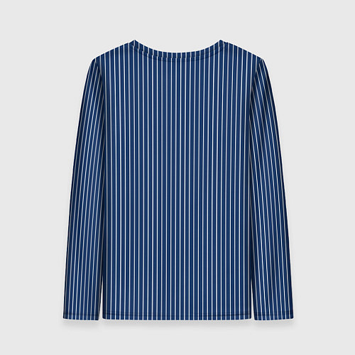 Женский лонгслив Строгий синий в полоску / 3D-принт – фото 2