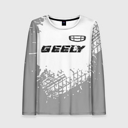 Женский лонгслив Geely speed на светлом фоне со следами шин посеред
