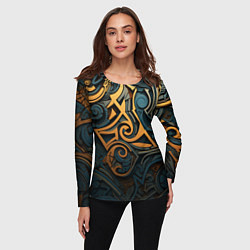 Лонгслив женский Абстрактный узор в викингском стиле, цвет: 3D-принт — фото 2