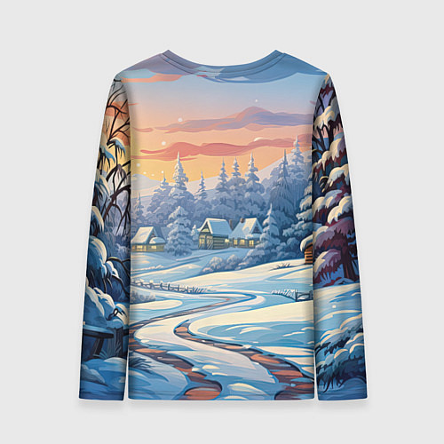 Женский лонгслив Новогодний пейзаж зимний / 3D-принт – фото 2
