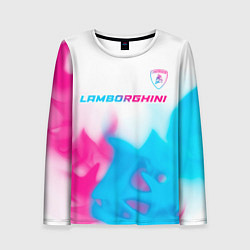 Женский лонгслив Lamborghini neon gradient style посередине