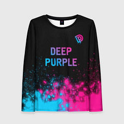 Лонгслив женский Deep Purple - neon gradient посередине, цвет: 3D-принт