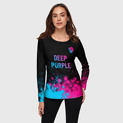 Лонгслив женский Deep Purple - neon gradient посередине, цвет: 3D-принт — фото 2