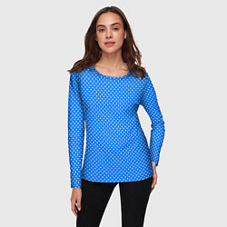 Лонгслив женский Сиреневый в белый горошек, цвет: 3D-принт — фото 2