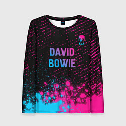 Женский лонгслив David Bowie - neon gradient посередине