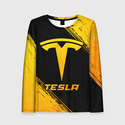 Женский лонгслив Tesla - gold gradient