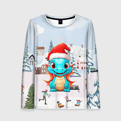 Женский лонгслив Дракон рождественских чудес