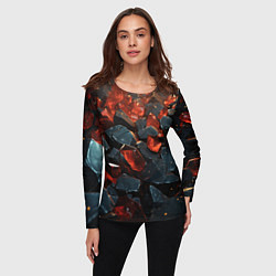 Лонгслив женский Красные и черные плиты, цвет: 3D-принт — фото 2