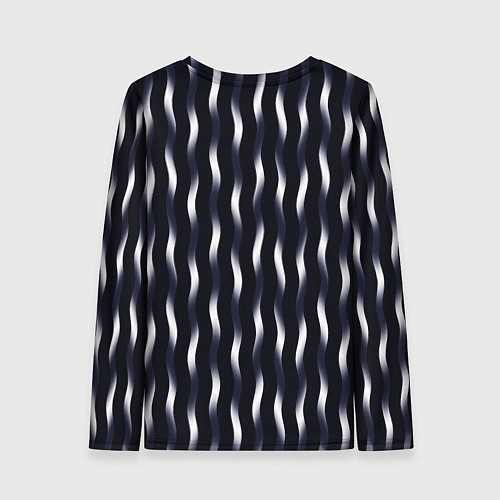 Женский лонгслив Переливающиеся полосы чёрно-фиолетовый / 3D-принт – фото 2