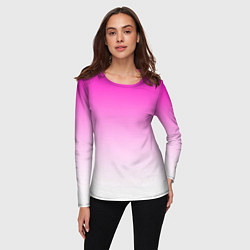 Лонгслив женский Розово-белый градиент, цвет: 3D-принт — фото 2