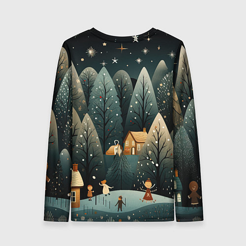 Женский лонгслив Зимняя страна чудес / 3D-принт – фото 2