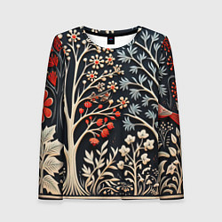 Женский лонгслив Новогодние узоры и деревья