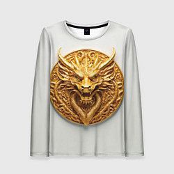 Лонгслив женский Нейросеть - золотой талисман дракона, цвет: 3D-принт
