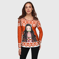 Лонгслив женский Незуко комадо свитер новогодний, цвет: 3D-принт — фото 2