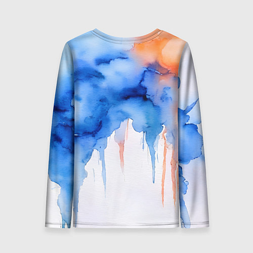 Женский лонгслив Серьезный оранжевый робот акварель / 3D-принт – фото 2