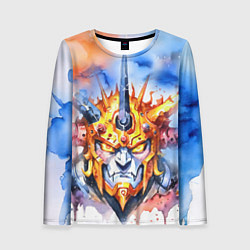 Женский лонгслив Серьезный оранжевый робот акварель