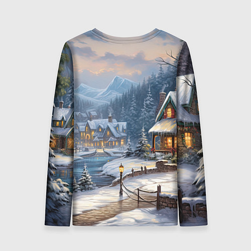 Женский лонгслив Оазис тепла и уюта в холодном зимнем мире / 3D-принт – фото 2
