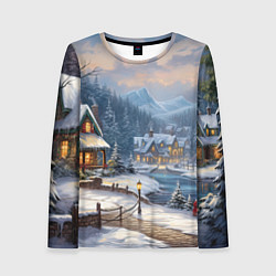 Женский лонгслив Оазис тепла и уюта в холодном зимнем мире