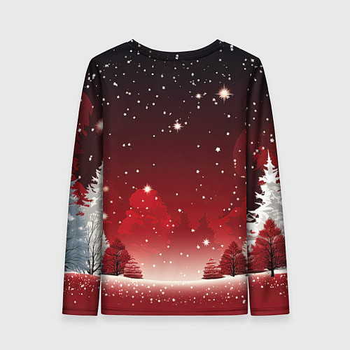 Женский лонгслив Зимний берег реки с деревьями и льдом / 3D-принт – фото 2