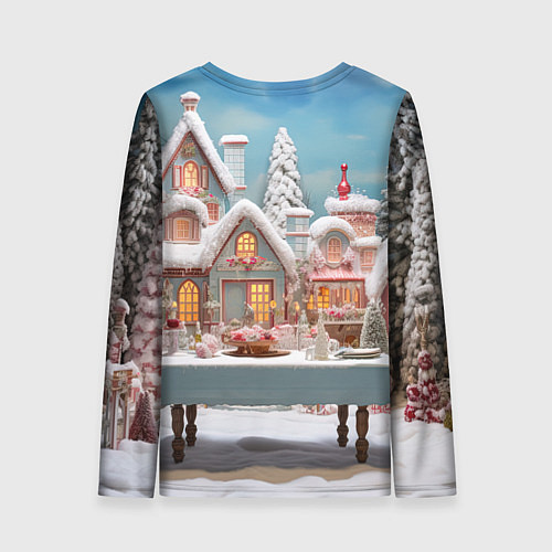 Женский лонгслив Снежный день в городе / 3D-принт – фото 2