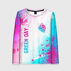 Женский лонгслив Green Day neon gradient style вертикально