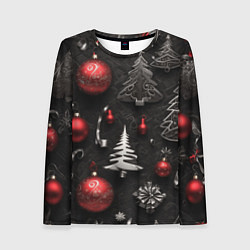 Женский лонгслив Новогодние игрушки елочные