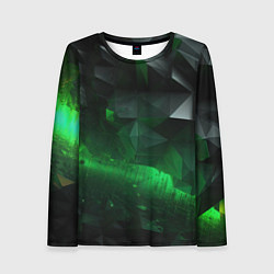 Женский лонгслив Асимметрия зеленого узора