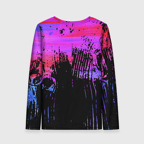 Женский лонгслив Розово синий сочный гранж / 3D-принт – фото 2